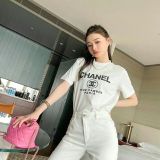 Cotton embroidered shirt, T-shirt, women's doubles C han edition men and women lovers easing trend joker short sleeves