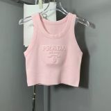 Summer new letter color blocked jacquard age reducing suspender knitted vest for women