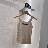 Summer new letter color blocked jacquard age reducing suspender knitted vest for women