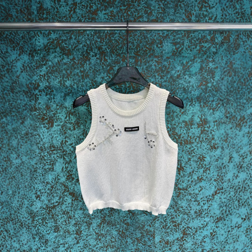 Spring and summer new niche design handmade embroidered bead sequin knitted vest for women
