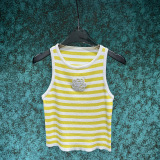 Spring and summer new niche chic camellia striped color blocked sleeveless vest for women
