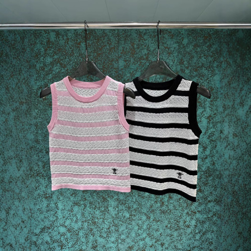 Summer New Small Fragrant Style Pure Desire Versatile Striped Hollow Knitted Tank Top for Women