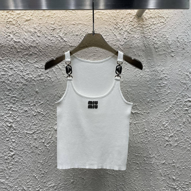 Early Spring New Sweet Cool Style Hot Diamond Letter Metal Splicing Strap Versatile Tank Top