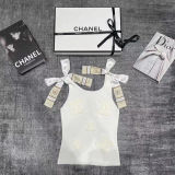 Summer new letter color blocked jacquard age reducing suspender knitted vest for women