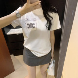 New letter Arc de Triomphe printed round neck short sleeved T-shirt