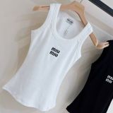 Summer new letter color blocked jacquard age reducing suspender knitted vest for women