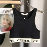 Summer new letter color blocked jacquard age reducing suspender knitted vest for women