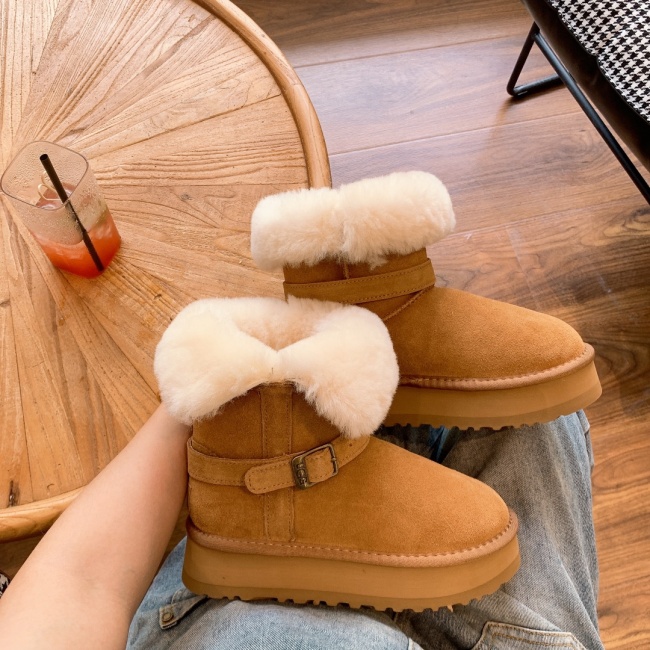 Winter new retro style thick soled fashion simple warm snow boots kids women's shoes(no box)