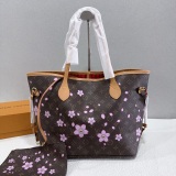 2Pcs Set Fashion Flower Neverfull French One-shoulder Women's Bag Sacoche Hand Bag