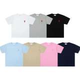 New Classic Basic Small Embroidered Love Round Neck Short Sleeve for Men and Women
