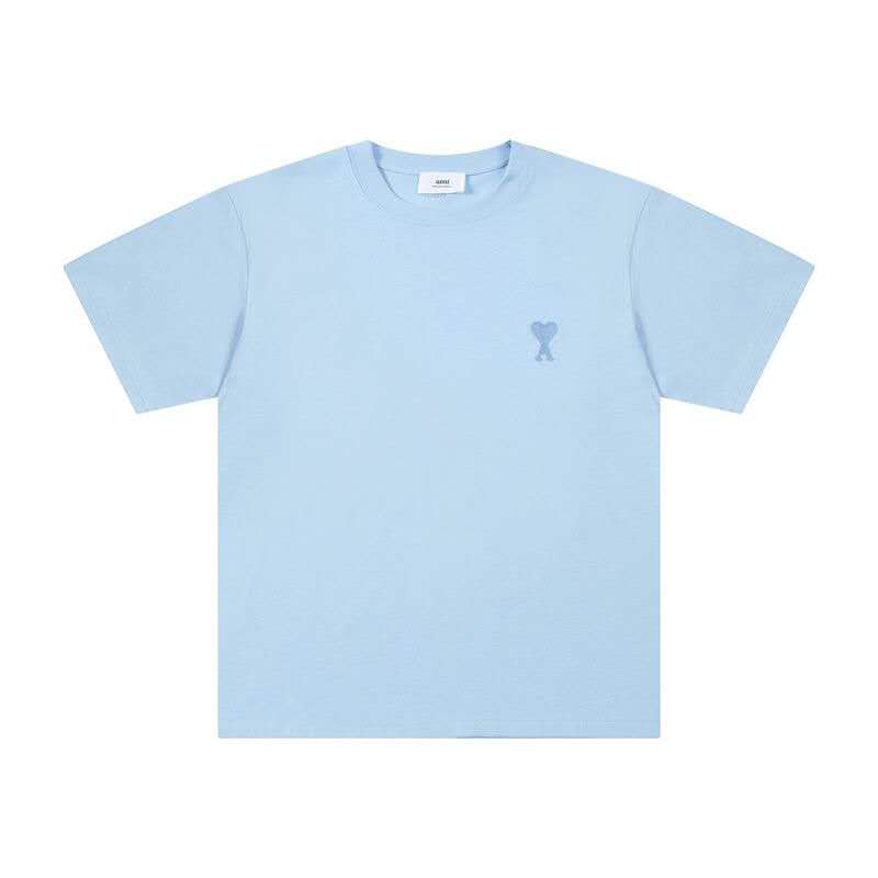 New Classic Basic Small Embroidered Love Round Neck Short Sleeve for Men and Women