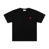 New Classic Basic Small Embroidered Love Round Neck Short Sleeve for Men and Women