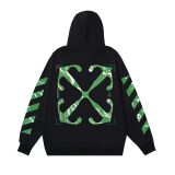New trendy brand OFF pure cotton looped arrow printed hooded sweatshirt