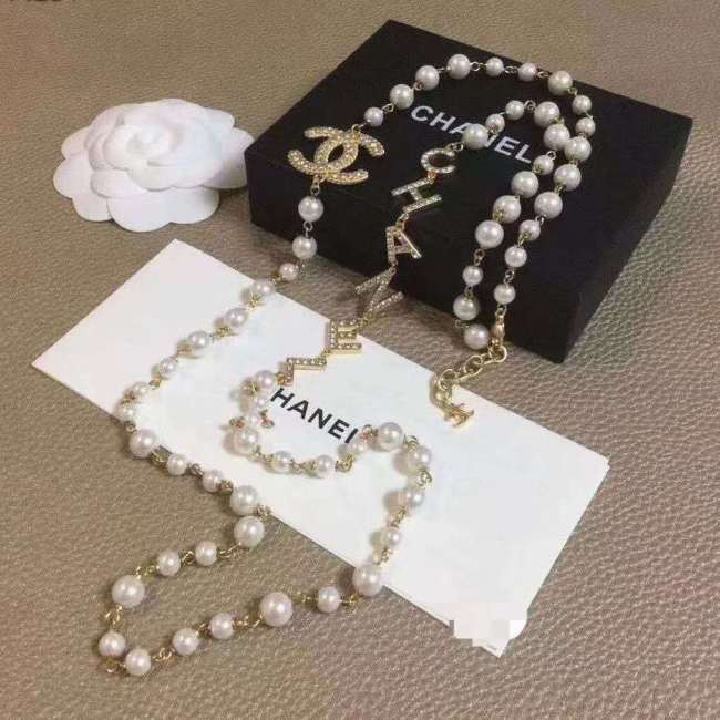 New pearl necklace with long hair chain 120cm