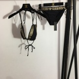 Summer Ladies Two-piece Lace Bow Sexy Swimsuit Bikini Golden Atmosphere Swimwear