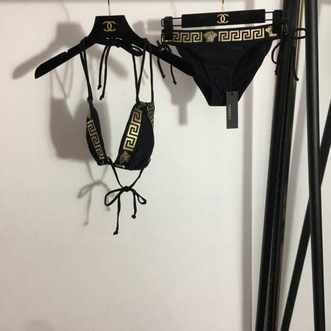 Summer Ladies Two-piece Lace Bow Sexy Swimsuit Bikini Golden Atmosphere Swimwear