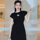 Spring and summer new letter embroidery decoration fashionable round neck sleeveless dress