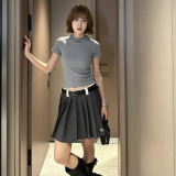 Spring and summer new letter embroidered knitted short sleeved shirt