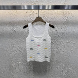 Spring and summer new embroidered letter U-neck knitted vest