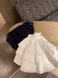 Spring and summer new lace lace short sleeved lace cake skirt pants