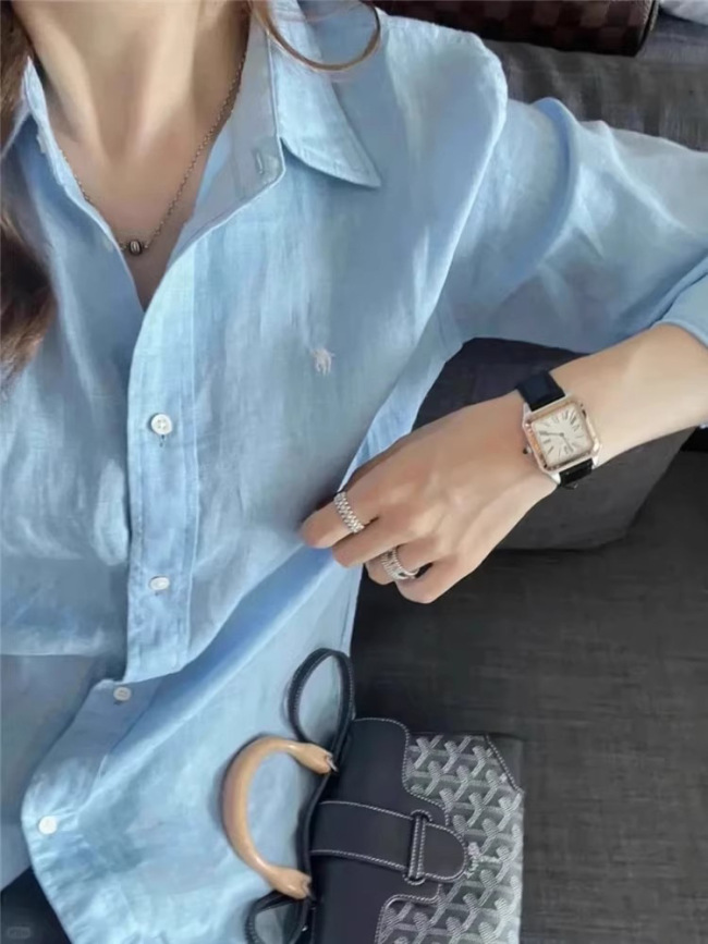 Linen shirts for men and women, long sleeves for spring and autumn, sun protection polo shirts, embroidered for couples