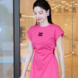Spring and summer new letter embroidery decoration fashionable round neck sleeveless dress