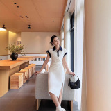 New spring and summer polo collar cotton dress