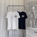 Summer new fashionable rhinestone letter simple casual versatile cotton short sleeved shirt