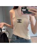 Spring and summer new embroidered letter U-neck knitted vest