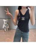 Spring and summer new embroidered letter U-neck knitted vest