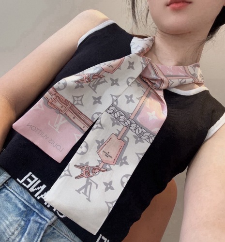 Fashion Luxury Silk Scarf Bow woman Print Ribbon Hair Bows Tie Bag Accesseries