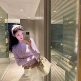 Winter college style slim   long sleeved knitted sweater