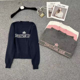 Winter college style slim fitting  long sleeved knitted sweater