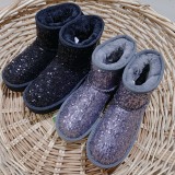 Winter new retro style thick soled fashion simple warm snow boots  kids women's shoes(no box)