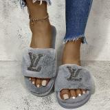 Fall/winter Letter Trend Fashion Wool Drag Casual Home Open Slippers