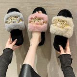 Fall/winter Letter Trend Fashion Wool Drag Casual Home Open Slippers