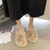 Fall/winter Letter Trend Fashion Wool Drag Casual Home Open Slippers