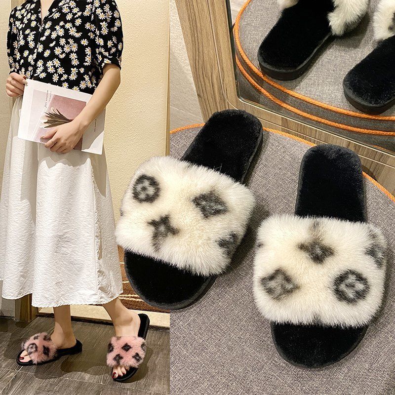Fall/winter Letter Trend Fashion Wool Drag Casual Home Open Slippers