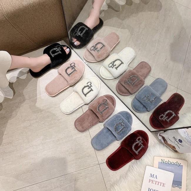Fall/winter Letter Trend Fashion Wool Drag Casual Home Open Slippers