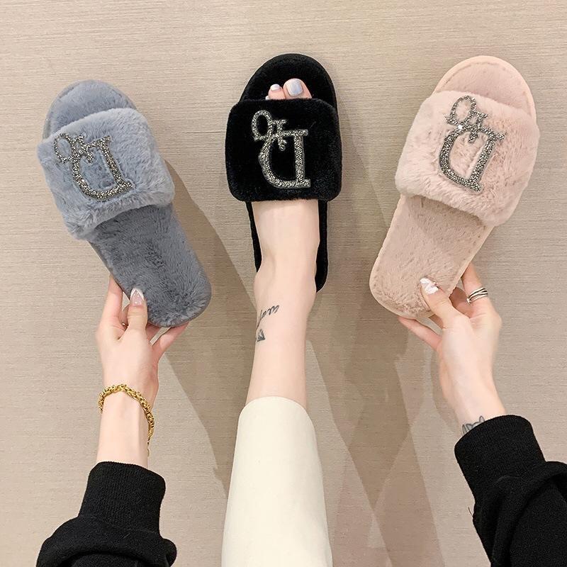 Fall/winter Letter Trend Fashion Wool Drag Casual Home Open Slippers