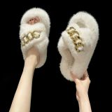Fall/winter Letter Trend Fashion Wool Drag Casual Home Open Slippers