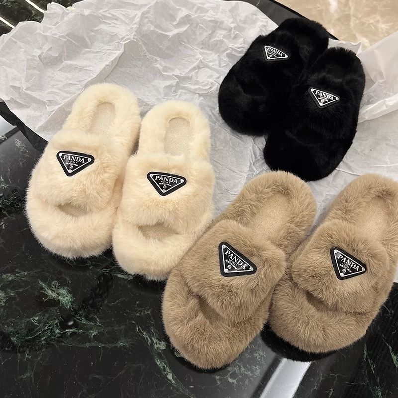 Fall/winter Letter Trend Fashion Wool Drag Casual Home Open Slippers