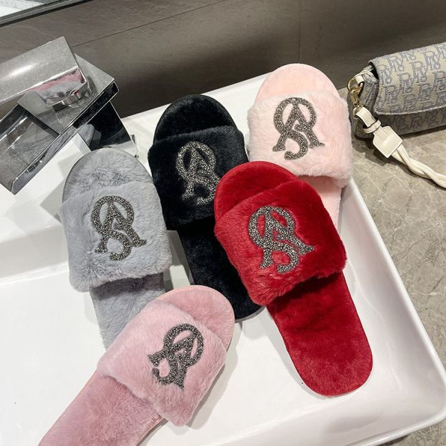 Fall/winter Letter Trend Fashion Wool Drag Casual Home Open Slippers