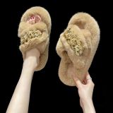Fall/winter Letter Trend Fashion Wool Drag Casual Home Open Slippers
