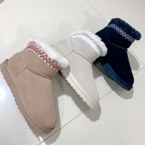 Winter new retro style thick soled fashion simple warm snow boots kids women's shoes(no box)