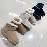Winter new retro style thick soled fashion simple warm snow boots kids women's shoes(no box)