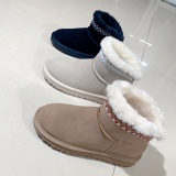 Winter new retro style thick soled fashion simple warm snow boots kids women's shoes(no box)