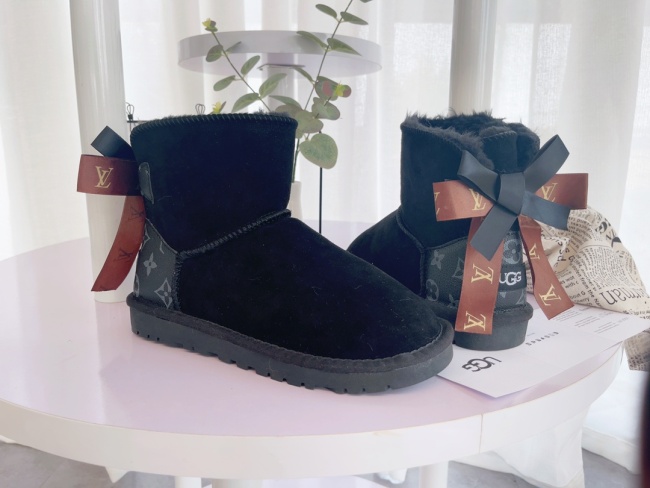 Winter new retro style thick soled fashion simple warm snow boots women's shoes(BLACK)