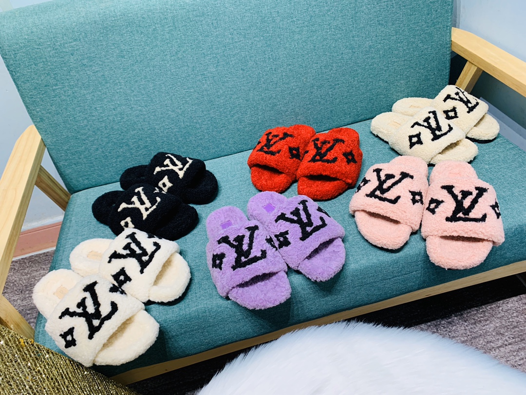 Fall/winter Letter Trend Fashion Wool Drag Casual Home Open Slippers