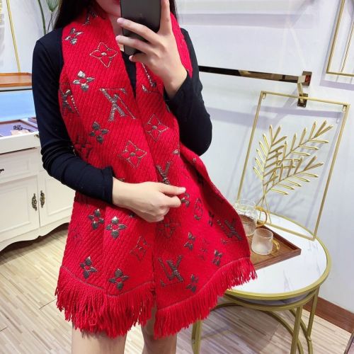 (gift with box)Flower Pattern Thick Imitation Cashmere Knit Scarf Multifunctional Female Scarf Scarf 180*30CM